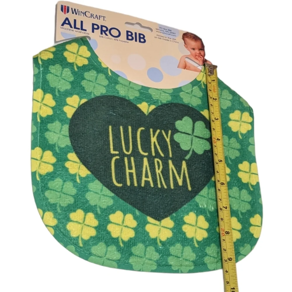 Wincraft Lucky Charm Green & Yellow Shamrock Clover Irish All Pro Baby Bib NWT